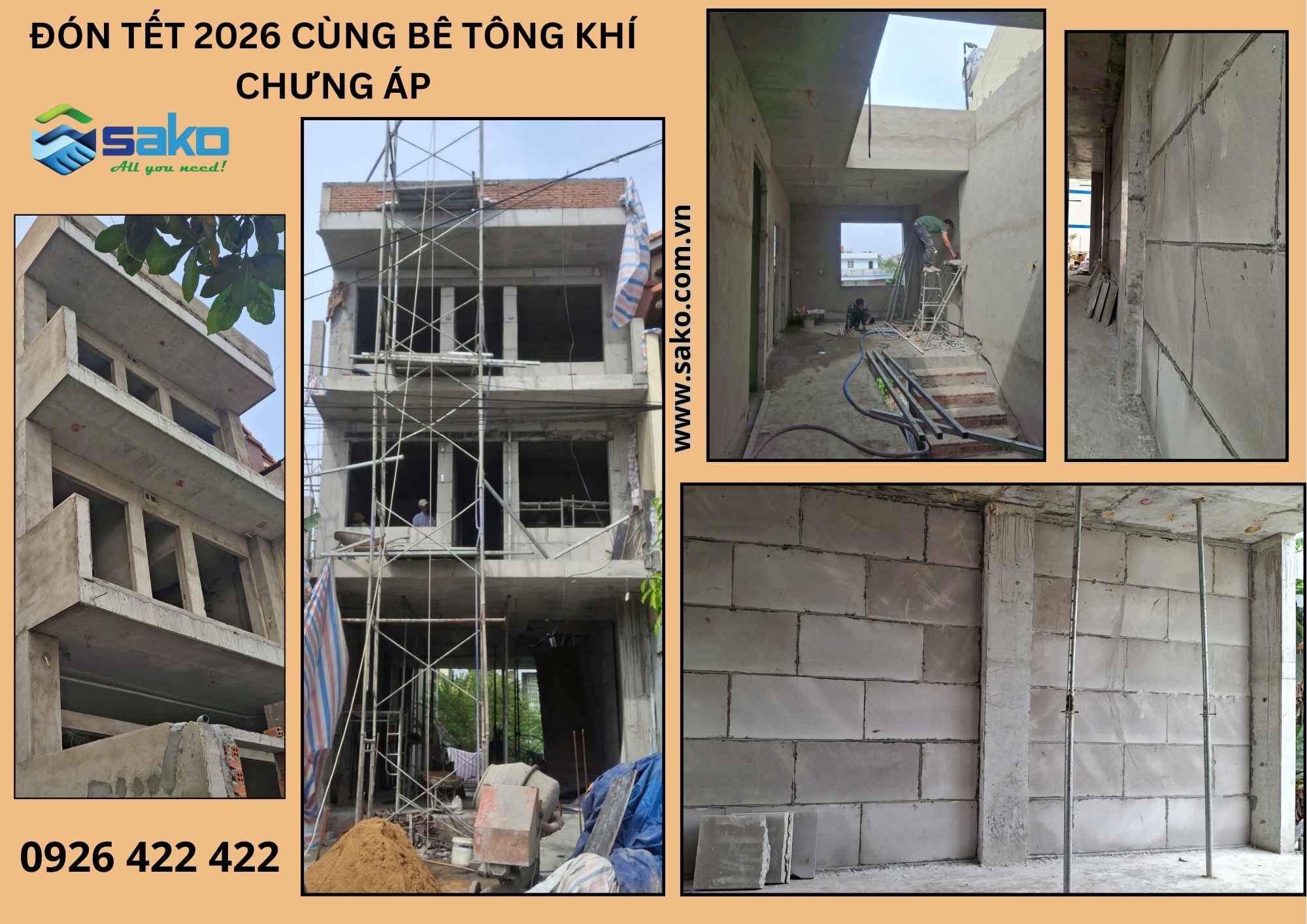 Bê tông khí xây nhà phố đón Tết 2026