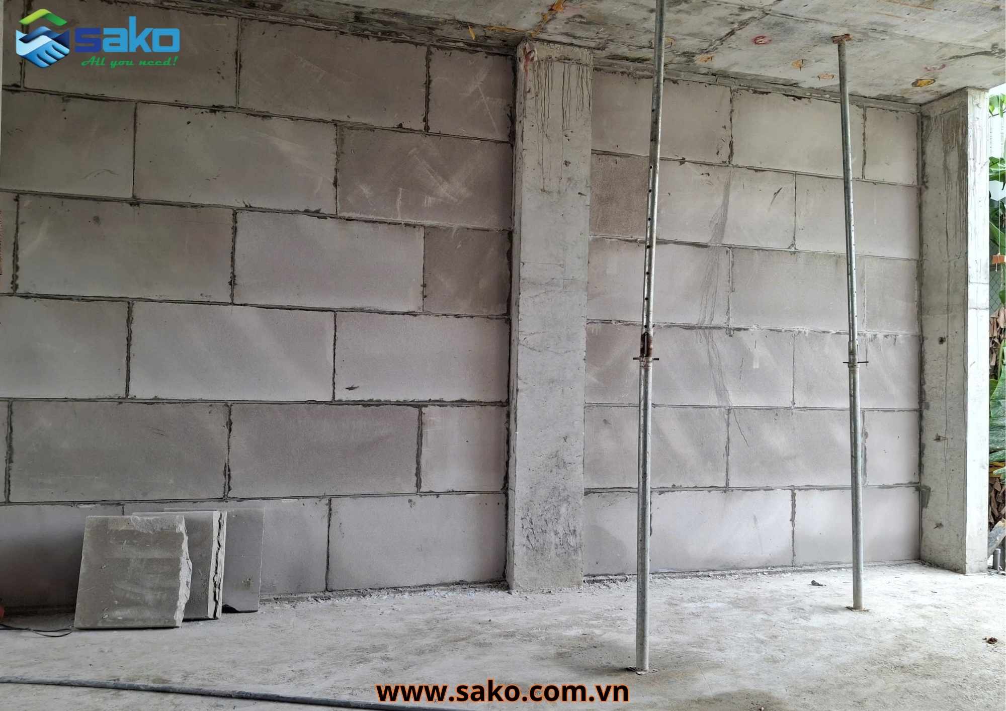 Bê tông khí xây nhà phố đón Tết 2026 - Hệ tường bao