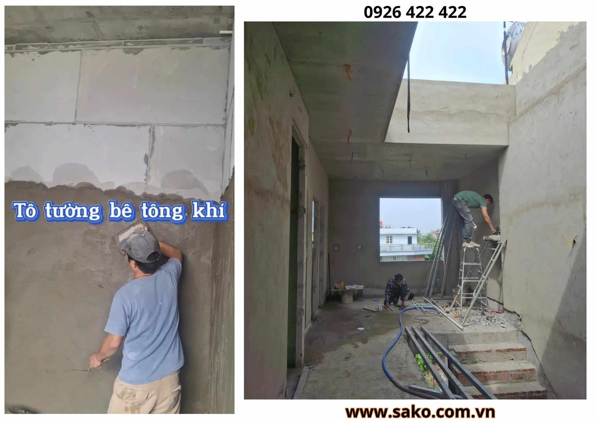 Kĩ thuật tô tường bê tông khí nhà phố