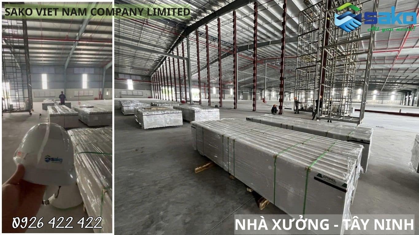 Tấm ALC chống cháy tại nhà xưởng ở Tây Ninh - Kích thước 3300x600x100mm có cốt thép Fi5