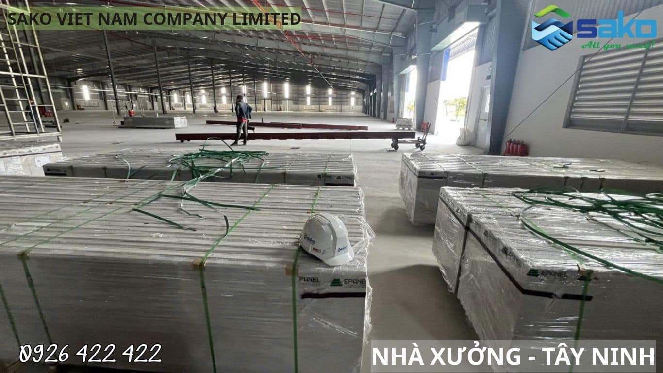 Tấm ALC chống cháy tại nhà xưởng ở Tây Ninh - Kích thước 3300x600x100mm có cốt thép Fi5