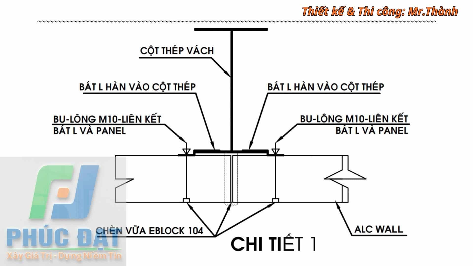 Phương pháp lắp ghép tấm ALC chống cháy bằng Bulong & cột thép
