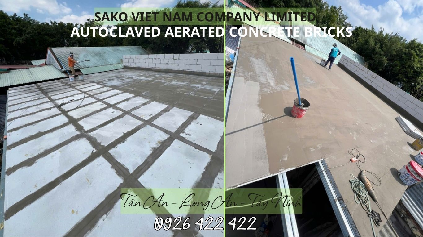 Bê tông khí xây dựng nhà hàng - Phần chống nóng sân thượng bằng tấm ALC Bê tông khí xây dựng nhà hàng - Phần chống nóng sân thượng bằng tấm ALC